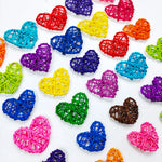 décoration artisanale boules coeurs rotin multicolores tressées anniversaire mariage festive
