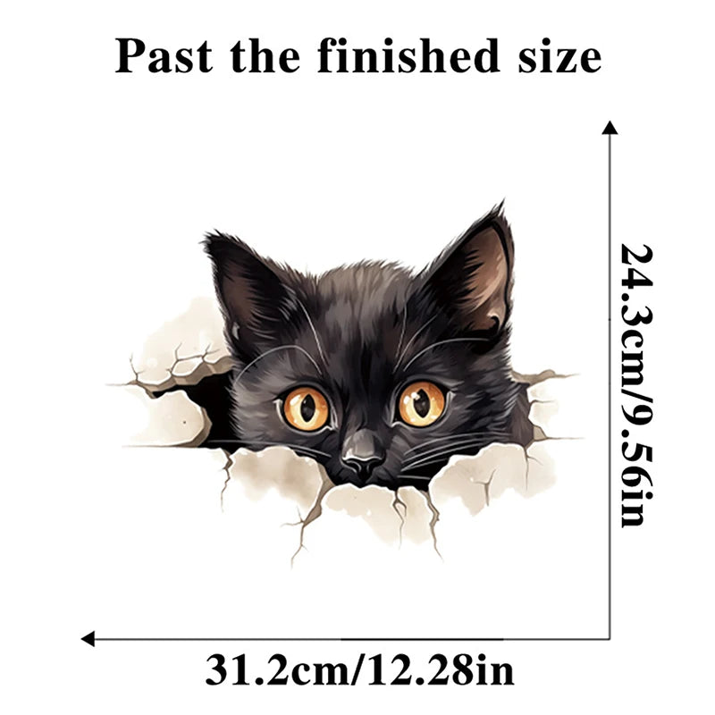 sticker mural 3d chaton orange gris opale adhésif salle bain décoration animaux