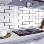 panneau decoratif mural moderne adhésif rectangles horizontaux blanc 500cm 60cm