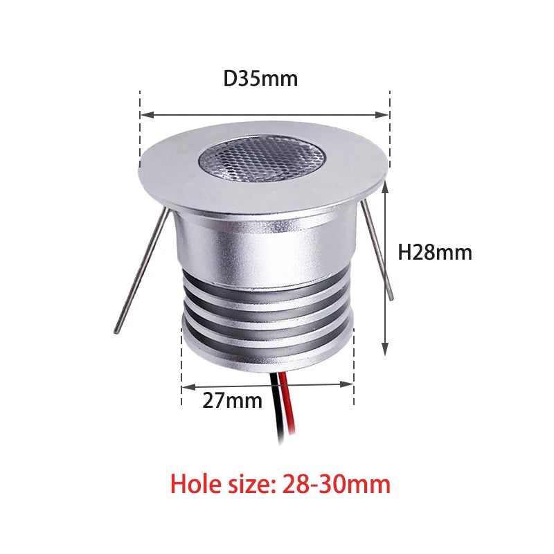 projecteur led 3w argenté grille ventilation 12v 24v 6000k 3000k 4000k