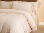 ensemble literie flanelle beige motif brodé simple housses couette taies d'oreiller drap plat classique