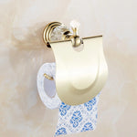 accessoires salle bain or cristaux porte serviettes savon gobelets élégants vis fixés