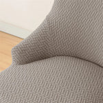 housse chaise mariage tissée motifs géométriques moderne gris bleu blanc elasthanne polyester