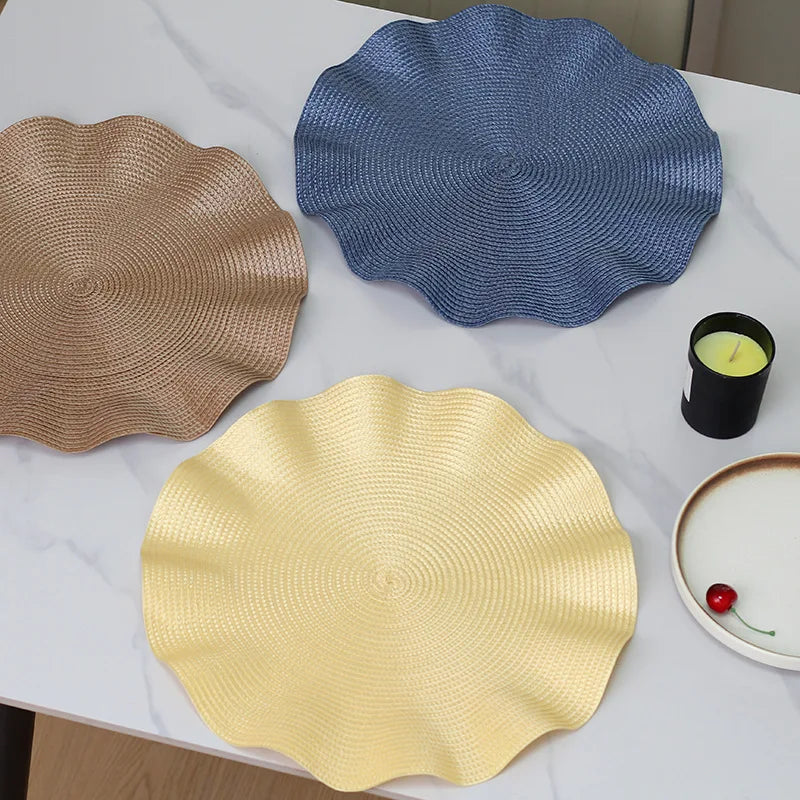 tapis table moderne marron clair bleu marine beige orange vert olive texture tissée résistant