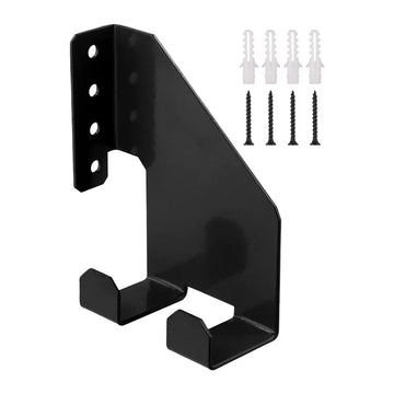 support mural industriel noir orange outils jardin vis cheville fixations robustes tronçonneuse pelles multifonctionnels