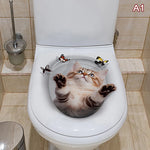 cache wc blanc animaux 3d adhésif ecureuil chat papillons
