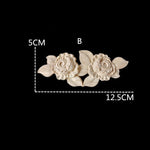 appliques décoratives bois blanc artisanal fleurs sculptées baroque vintage miroir cadre mural