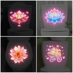 stickers decoratifs toilette fleurs lotus dahlias papillons velo moderne lumineux adhesifs rose bleu blanc