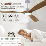 ventilateur moderne bois blanc led télécommande 42 52 60inch