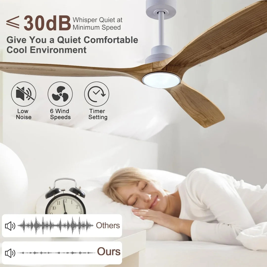 ventilateur moderne bois blanc led télécommande 42 52 60inch