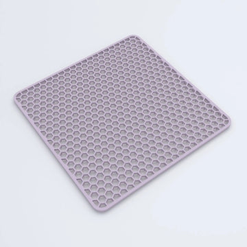 tapis protection moderne cuisine jaune violet gris grille hexagonale opaque