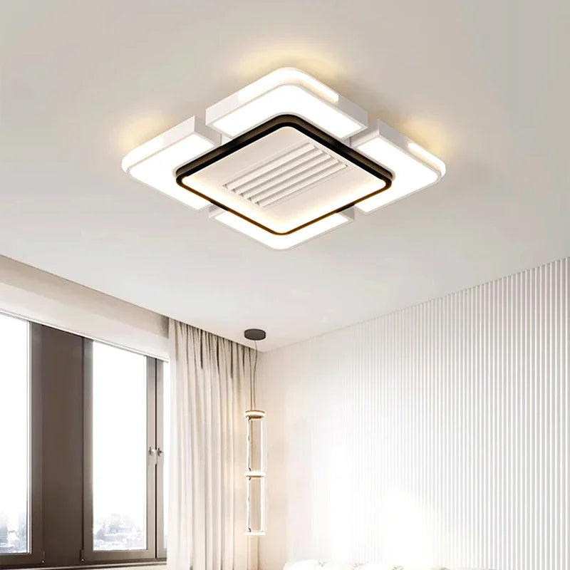 plafonnier led moderne blanc rectangulaire grille ventilation salon chambre minimaliste