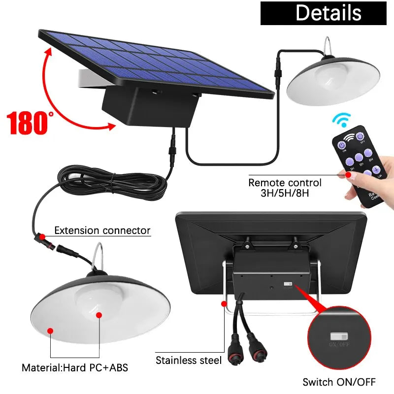 lampe solaire ip65 led étanche télécommande double tête noir moderne clips