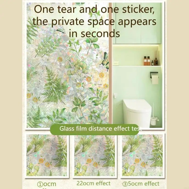 film décoratif fenêtre fleurs feuilles papillons moderne vert blanc jaune marron opacité adhésif