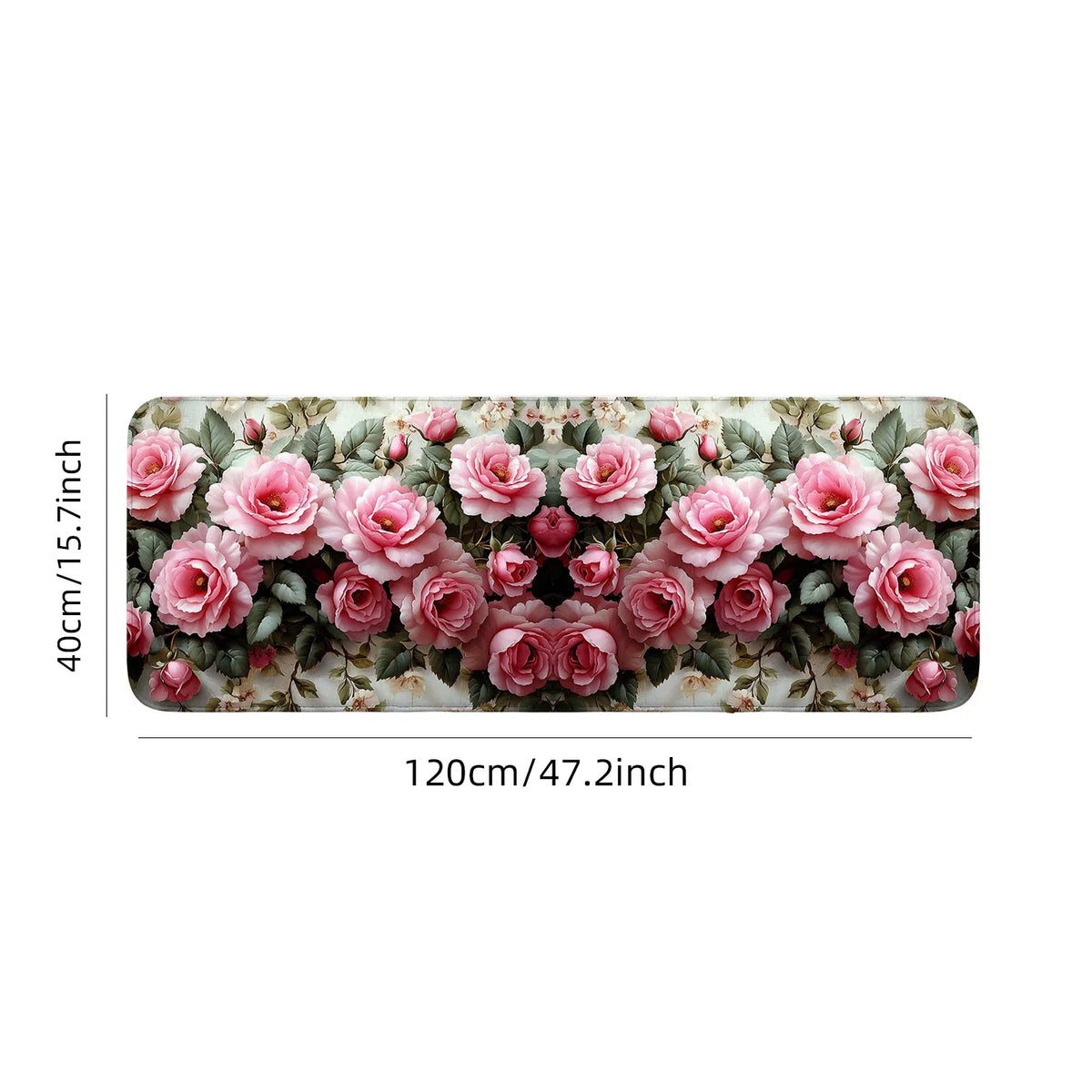 tapis sol rose floral antidérapant polyester décoration maison printemps été cuisine salle bain porteintérieur