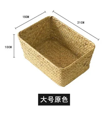 paniers rangement tissés paille naturelle rustiques conteneurs stockage serviettes cosmétiques bain respectueux environnement différents