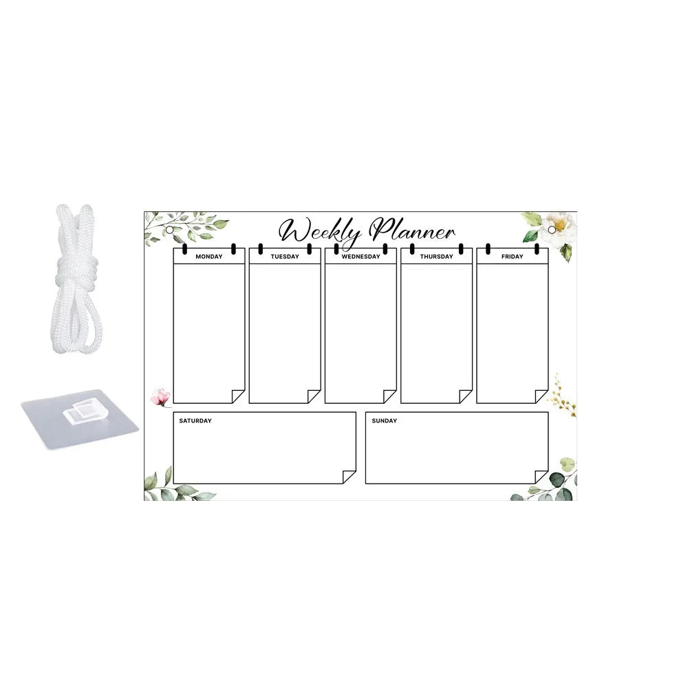 tableau blanc effaçable moderne motifs floraux crochets métalliques transparent marques blancs rouges grille dimensions