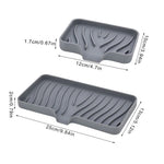 support savon silicone auto drainant moderne gris vert rayures ondulées brosse dents savon bouteille