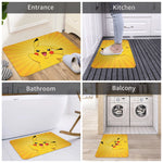 tapis sol antidérapant pikachu jaune noir rouge cartoon pois flanelle 60x40cm chambre cuisine salon