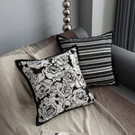 housse coussin décorative carrée motif noir blanc moderne canapé salon maison