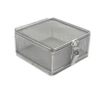 boite bijoux metal argente cadenas couvercle maille fine rangement moderne