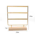 support boucles d'oreilles or blanc moderne clips boîtier bois transparent