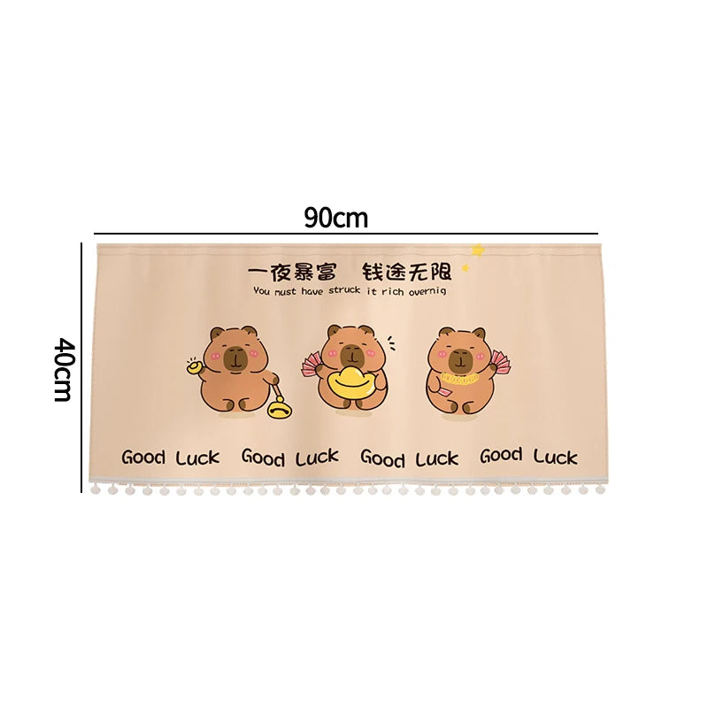bannière décoration porte fenêtre motif carreaux fruits animaux kawaii enfant 95x45cm