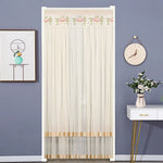 rideau gris beige rose bleu broderie florale transparent moderne ruban porte tissu polyester