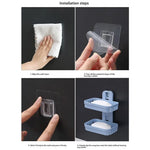 support savon moderne adhésif bleu clair gris rose texture granulée salle bain baignoire évier