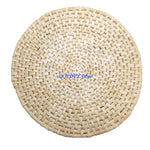 assiettes paille naturel beige vert clair tissage traditionnel franges blanches rustique boho chic