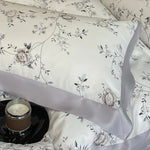 ensemble literie fleurs gris blanc housse couette drap taies oreiller lyocell eucalyptus doux