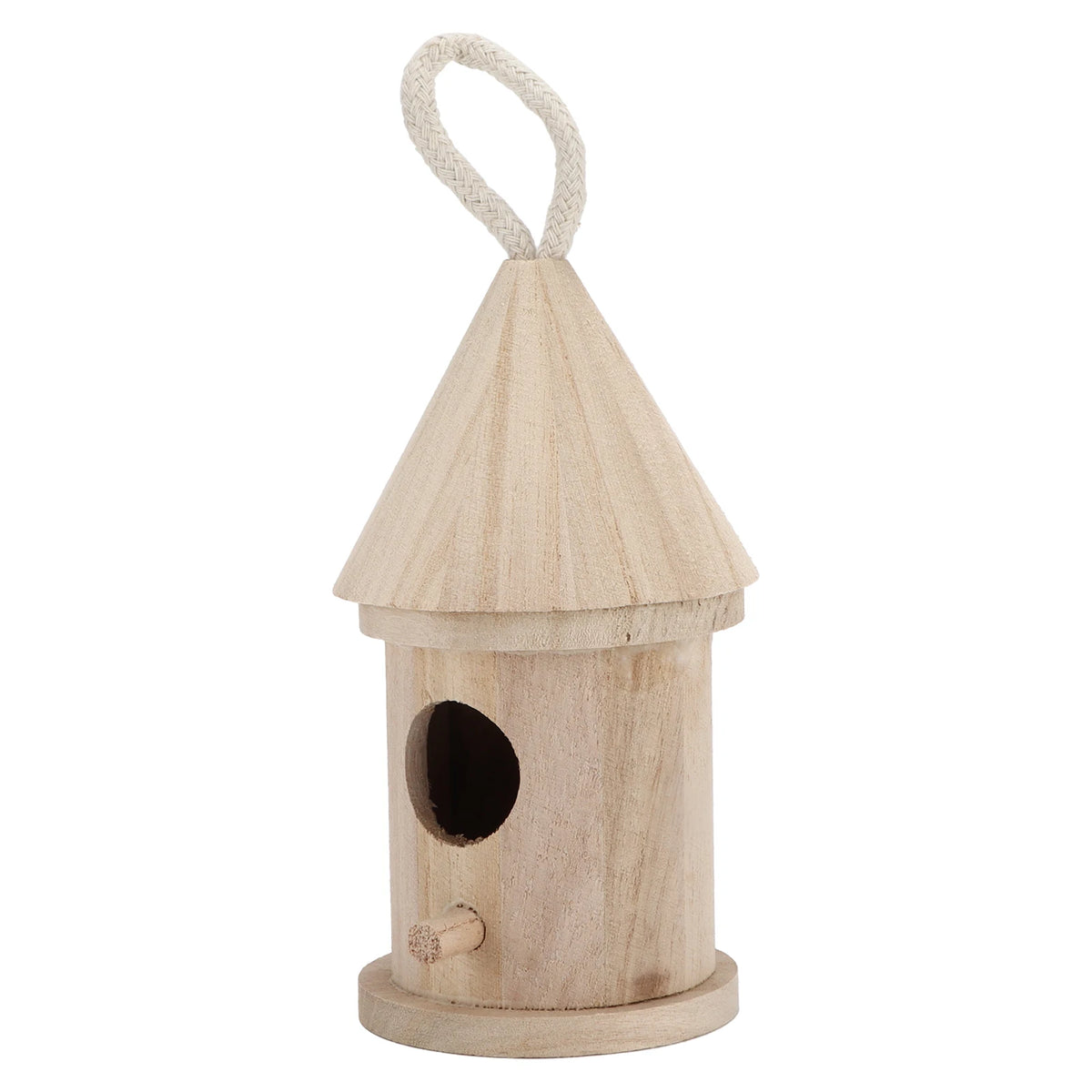 nid oiseaux bois suspendu rustique decoration jardin exterieur entrée oiseaux base plate cordons suspension