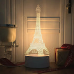 lampe led 3d tour eiffel blanc moderne sans fil usb charge