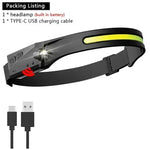 lampe frontale rechargeable led 5w noir jaune blanc headlight tactile affichage ir sensor modes