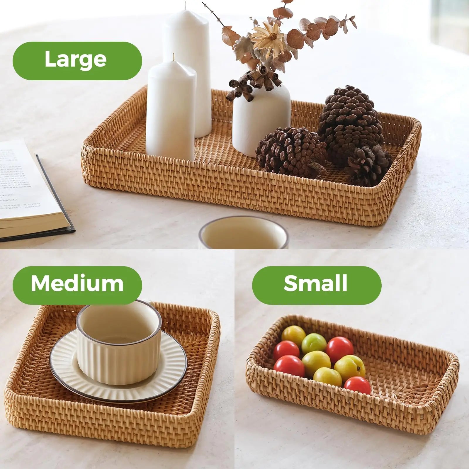 Panier en rotin rouge pour fruits et légumes