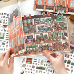 puzzle multicolore art deco détails bâtiments adhésif pièces boite rangement lunettes