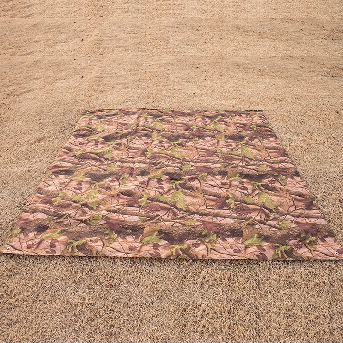 tapis sol camping vert foncé noir oxford robuste texture tissée pratique oeilletsextérieur camouflage