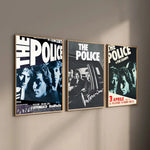 affiche vintage rock groupe police noir blanc bleu jaune salon chambre kawaii déco