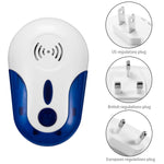 répulsif ultrasonique insectes blanc bleu moderne prise us uk eu 60x105x45 mm