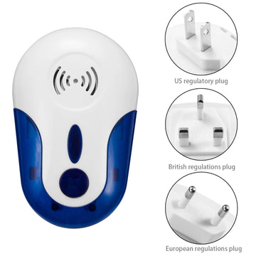 répulsif ultrasonique insectes blanc bleu moderne prise us uk eu 60x105x45 mm