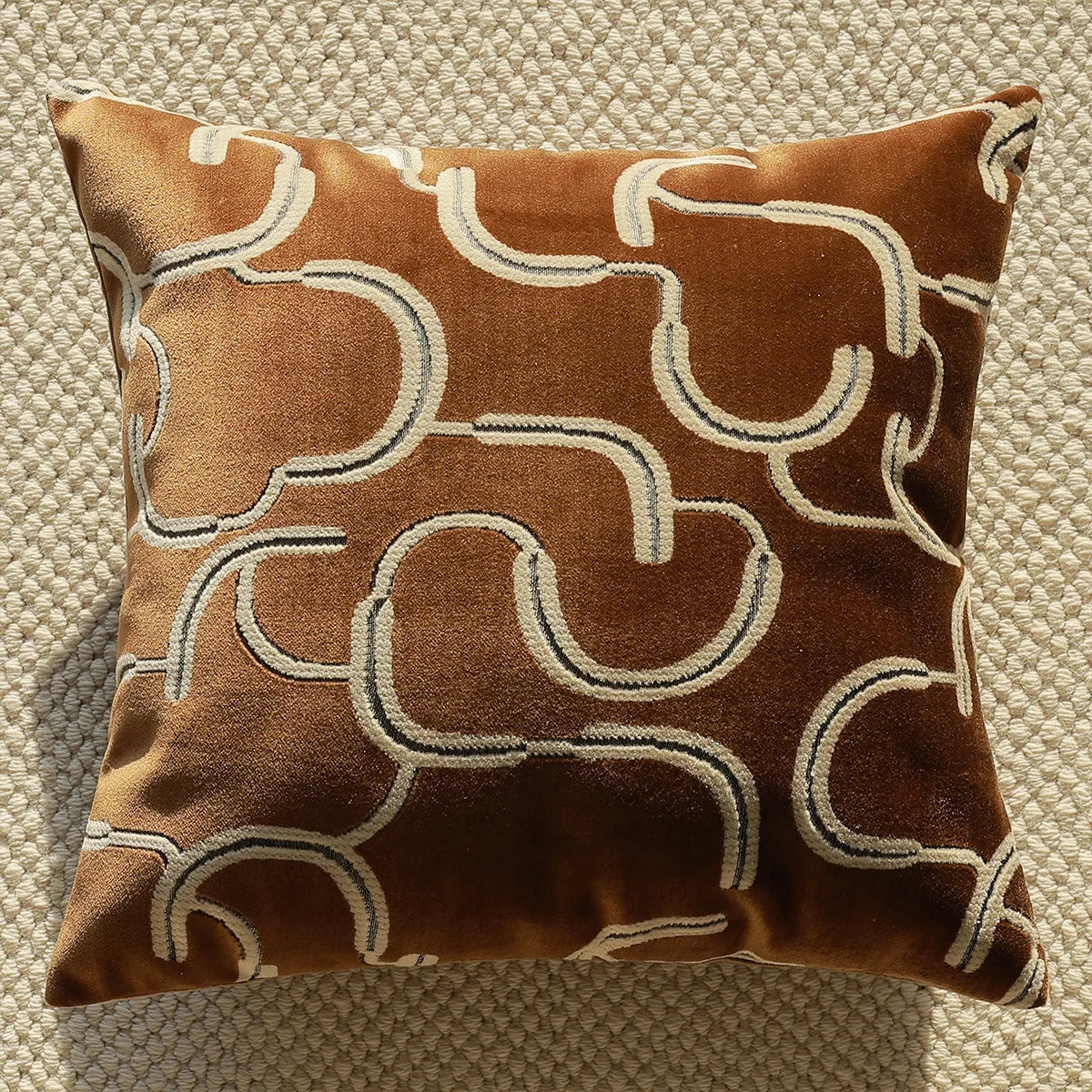 housse coussin géométrique polyester beige marron contemporain opacité 30x50cm 45x45cm décoration maison voiture