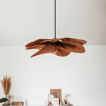 suspension lumineuse moderne feuilles plissées marron ampoule led encastrée pince suspension lumière naturelle chambre