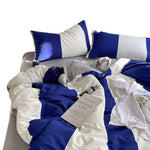 Parure de lit rayures retro grise avec taies d'oreiller sur lit double