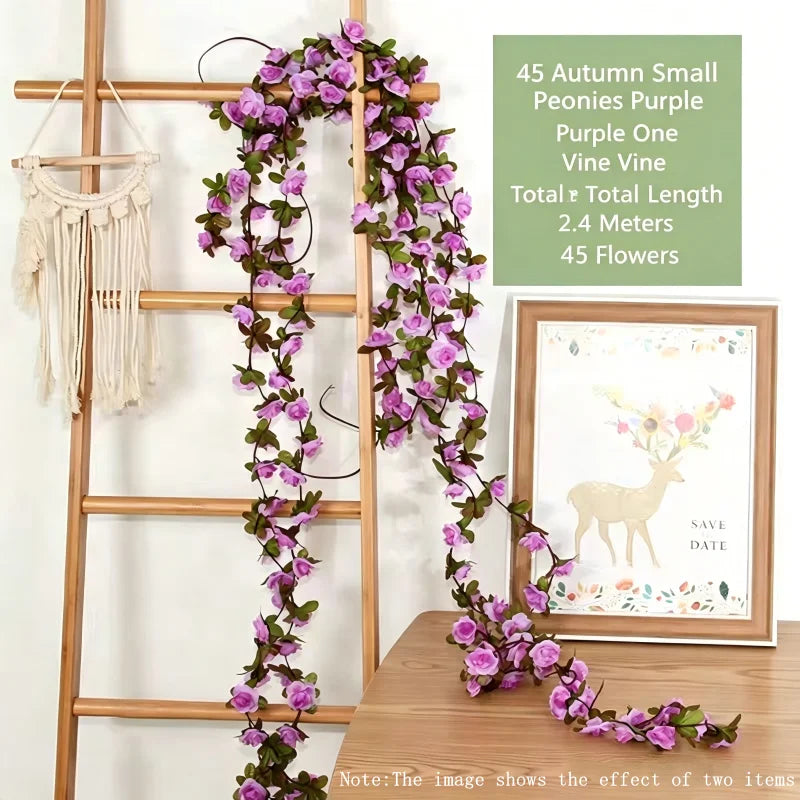guirlande artificielle roses blanches vertes mariage décoration intérieure diy fleurs feuilles adhésif floral