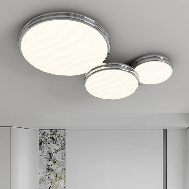 plafonnier led moderne rond blanc vert rayures horizontales salon chambre cuisine contemporain
