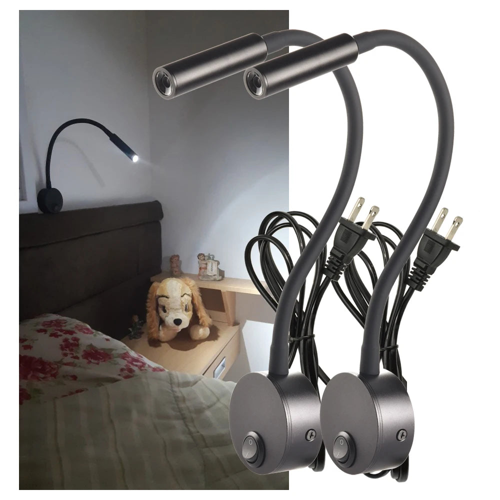 lampe murale led flexible aluminium lecture chevet moderne blanc noir argent
