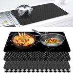 tapis protection plaque cuisson silicone respectueux environnement noir motif géométrique moderne 78cm 52cm