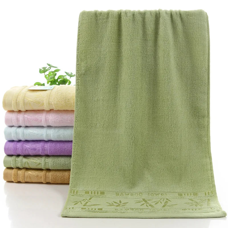 serviettes bain bambou motif feuilles violet jaune rose vert bleu marron opaques classiques 70x140cm