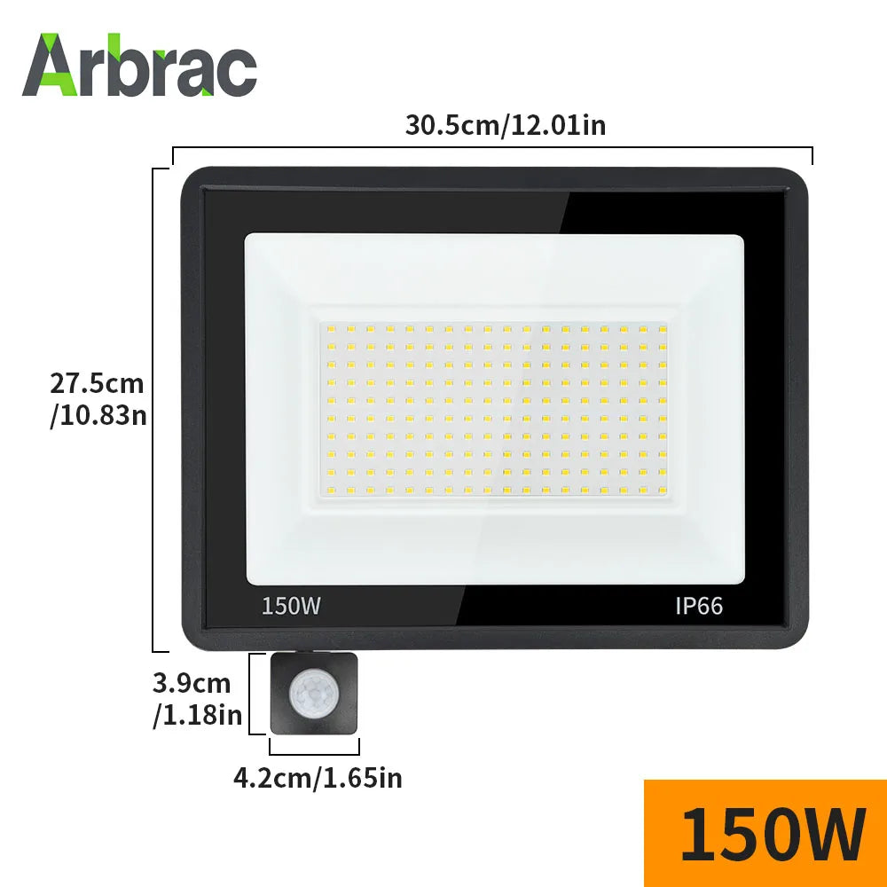 projecteur led motion sensor capteur mouvement lumière froide chaude ip66 étanche moderne extérieur jardinôtel
