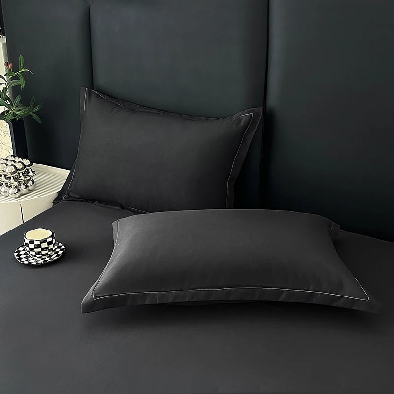 taies d'oreiller simples coton polyester 48x74cm gris roseclair unis opaques lit maison
